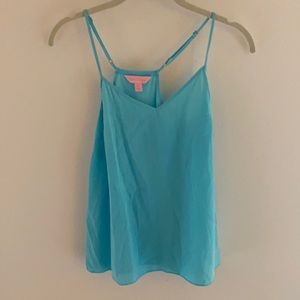 Lily Pulitzer aqua sleeveless blouse.